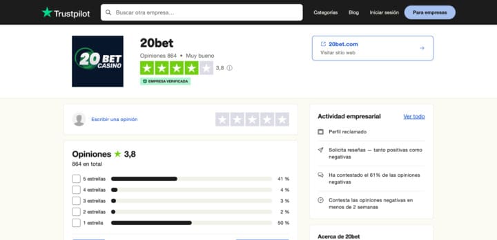 Opiniones sobre 20bet Lee las opiniones sobre el servicio de trustpilot