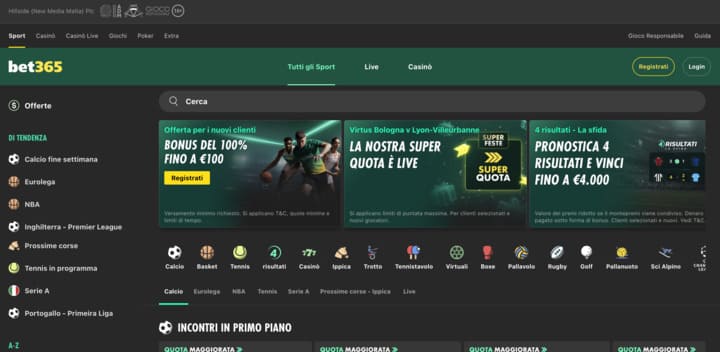 Captura de pantalla del sitio de bet365